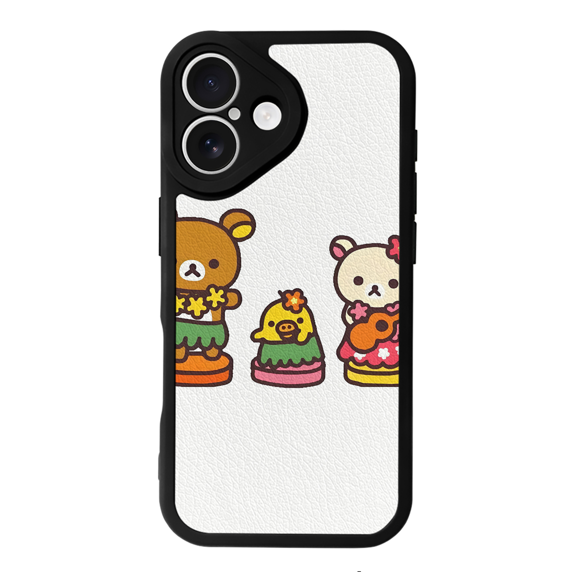 （画像用） リラックマ リラックマ キイロイトリ Rilakkuma Korilakkuma Kiiroitori 【iPhone 16シリーズ対応】シリコンスマホケース（レザー調） 材質：シリコン
